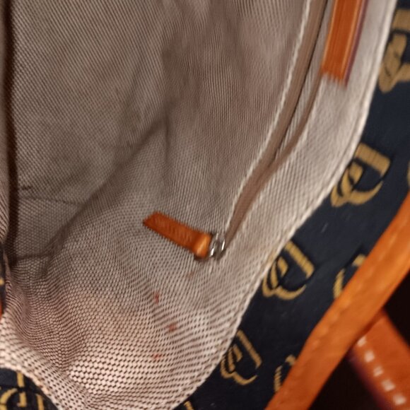 Dooney & Bourke PRE-LOVED Signature Logo DB Black Canvas & Brown Leather… - Picture 14 of 14